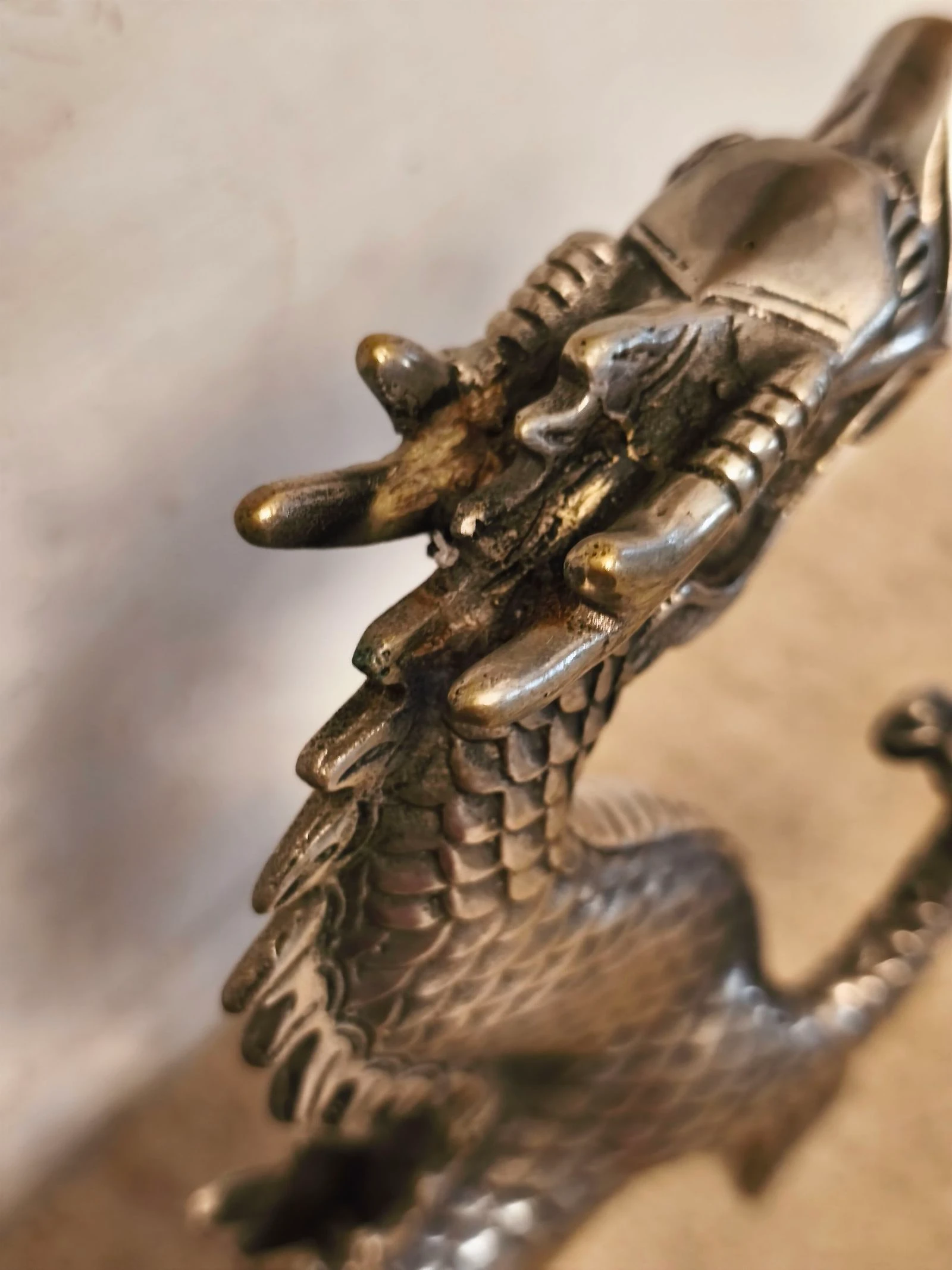 Figura escultura de bronze prateado Dragão loon – photo 11